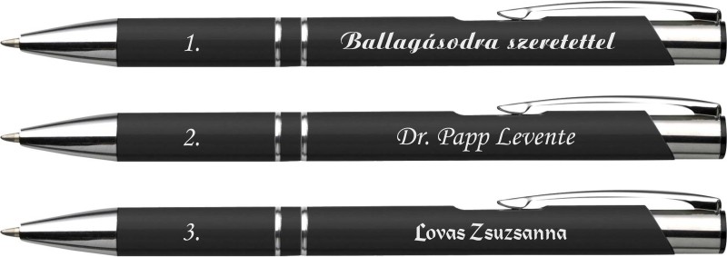 Gravírozott fém toll - fekete